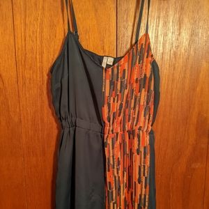 Cute Summer Slip Dress, Orange And Navy